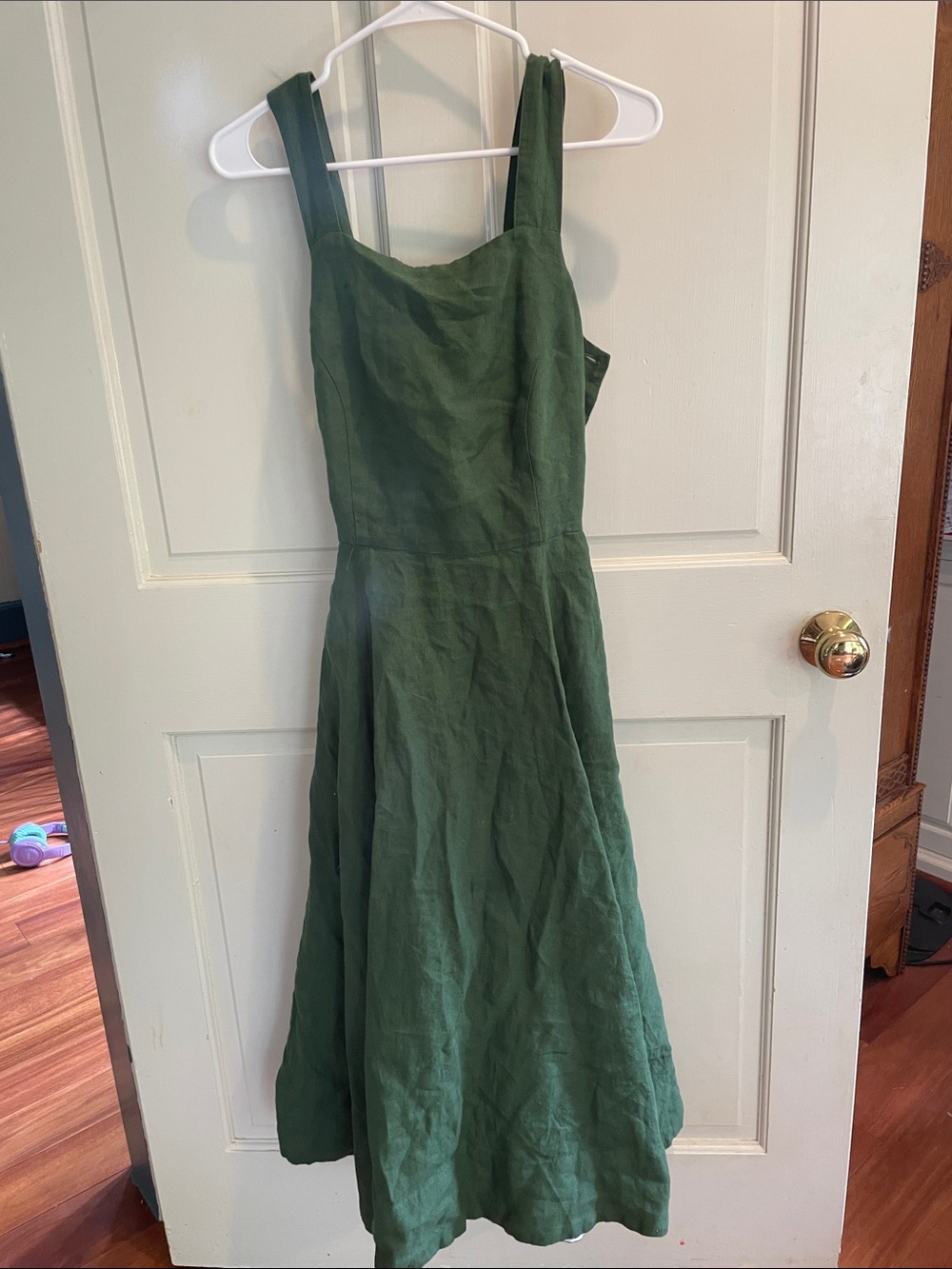 Son de Flor Forest Green Linen Midi Dress
